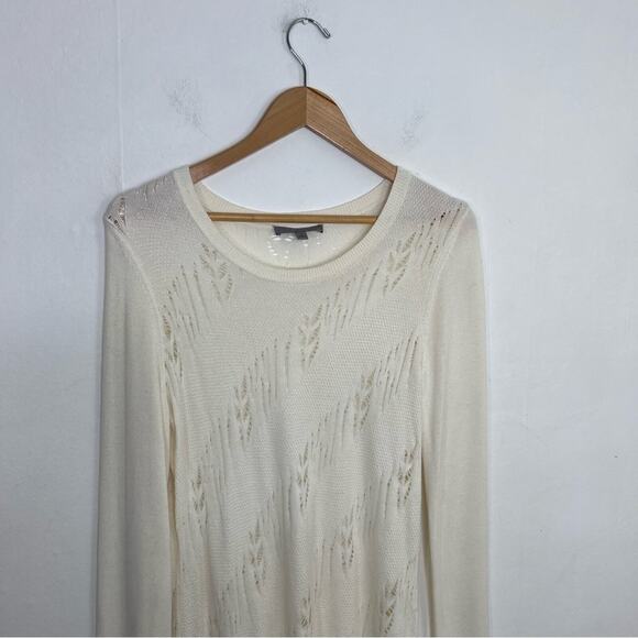 Classiques Entier White Lightweight Distressed Cashmere Blend Sweater Size Med - Picture 7 of 14